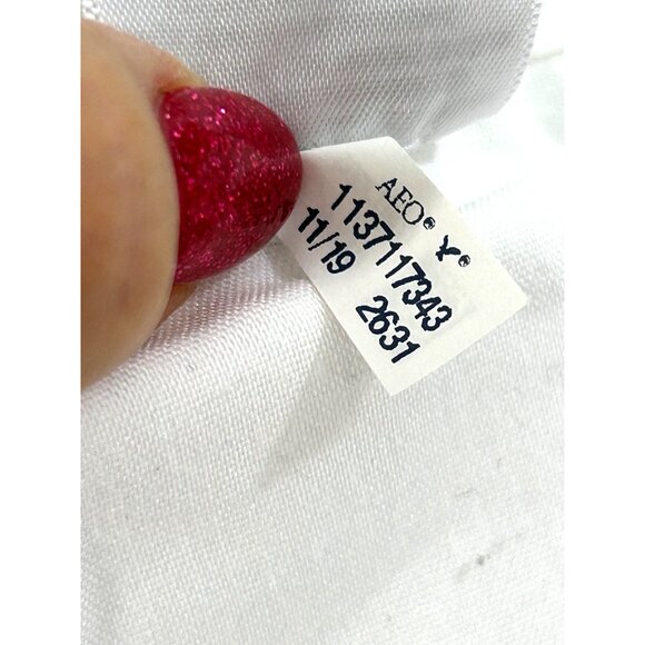 American Eagle Women’s White Jeans 8 Regular Ankle Tapered Stretch Mom Jean Logo - Picture 7 of 16